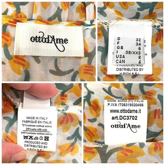 Ottod’ame Anthropologie Unica Peasant Floral Blouse Boho Hippie - Picture 9 of 9